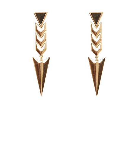 Gold Arrow Drop Stone Earrings | New Look