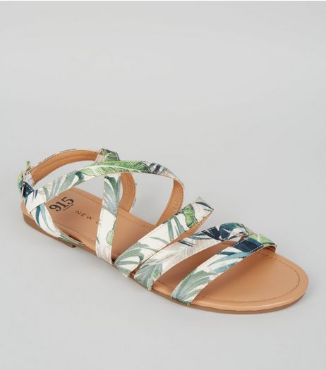 Teens Green Tropical Print Sandals | New Look