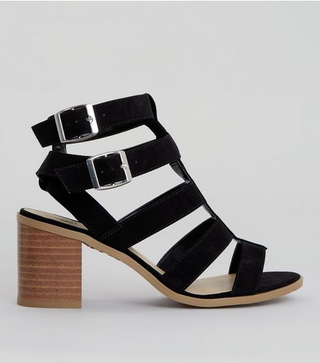 Teens Black Suedette Multi Strap Sandals | New Look