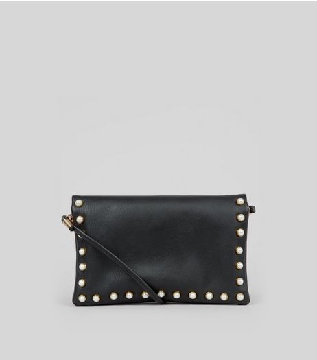 Black Pearl Stud Cross Body Bag | New Look