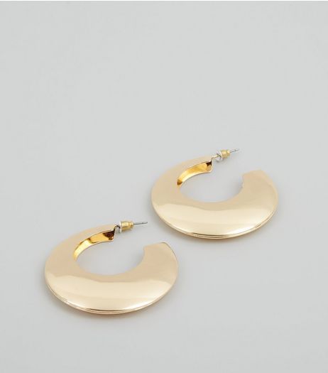 Gold 3D Hoop Earrings | New Look