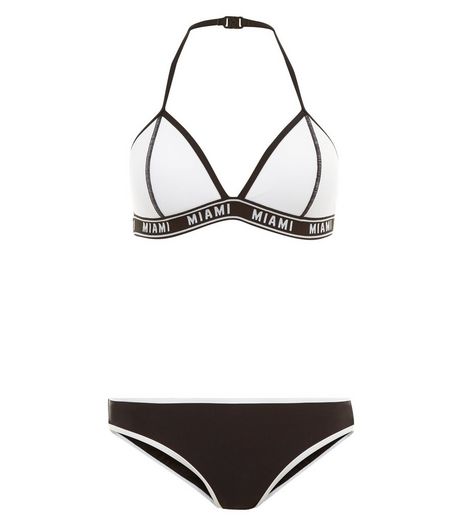 Teens White Miami Trim Scuba Bikini | New Look