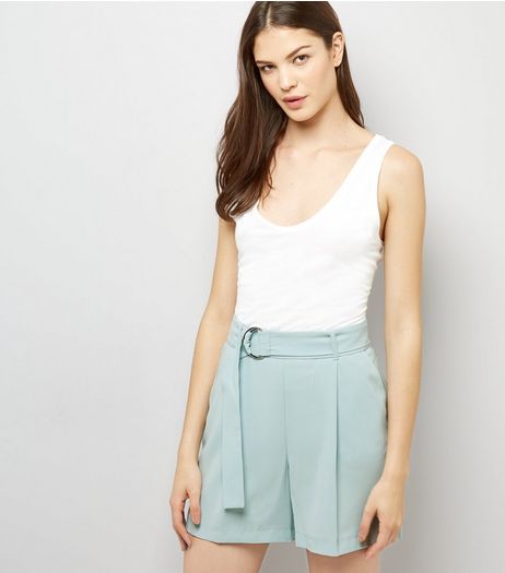 Mint Green Tie Waist Crepe Shorts | New Look