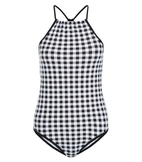 Teens Black Gingham Swimsuit | New Look