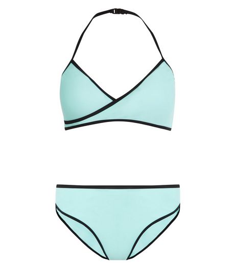 Teens Mint Green Wrap Front Bikini | New Look