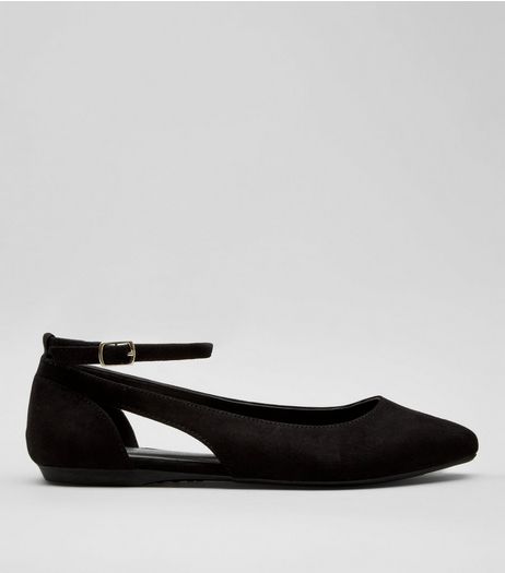 Teens Black Suedette Cut Out Side Pumps | New Look