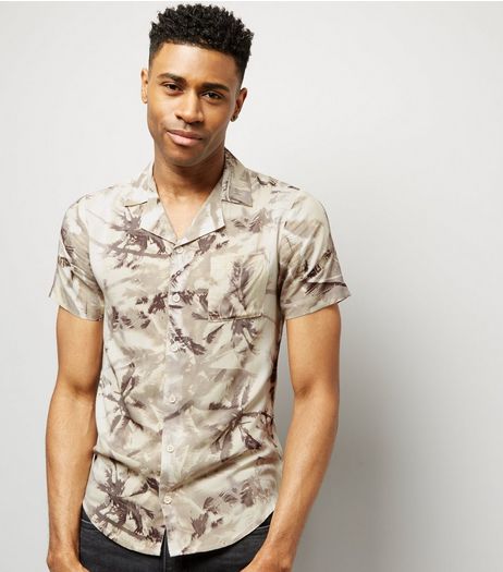 Cream Palm Print Short Sleeve Shirt | New Look