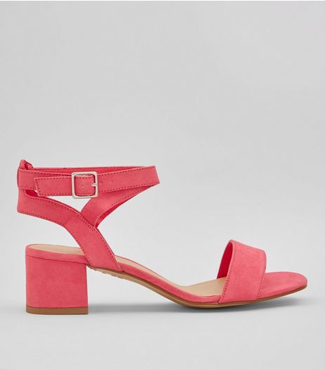 Teens Pink Suedette Mid Block Heels | New Look