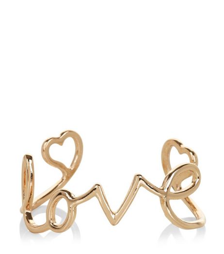 Gold Love Scroll Bangle | New Look