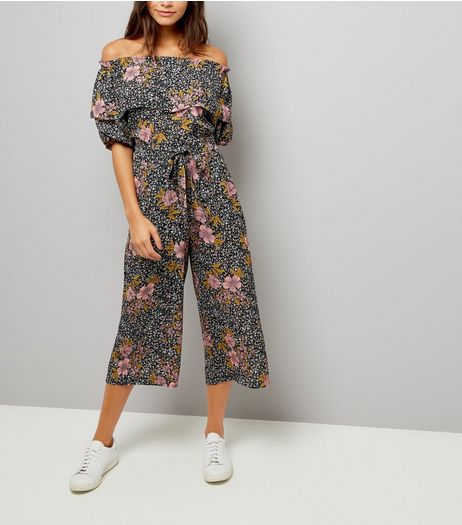 Blue Vanilla Black Floral Print Cropped Trousers | New Look