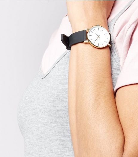 Black Silicone Strap Watch | New Look