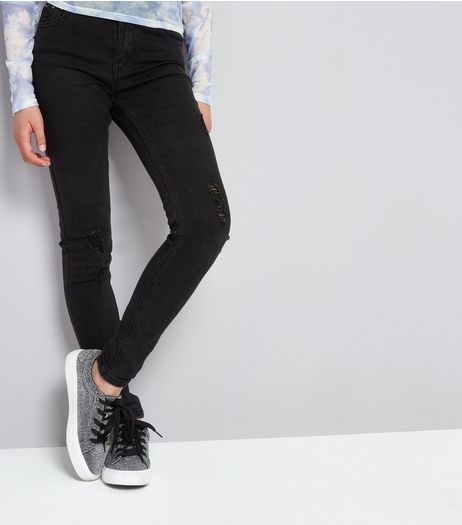 Teens Black Studded Waistband Skinny Jeans | New Look