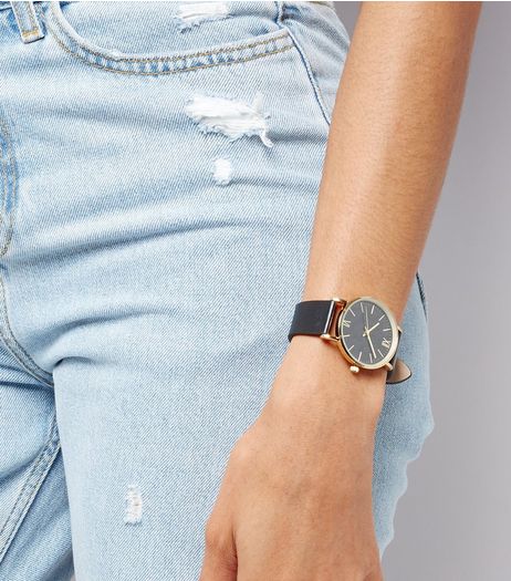 Black Leather Strap Watch | New Look