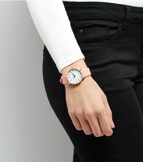 Coral Pink Strap Watch | New Look