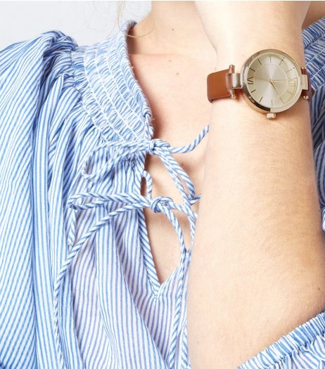 Tan T-Bar Strap Watch | New Look