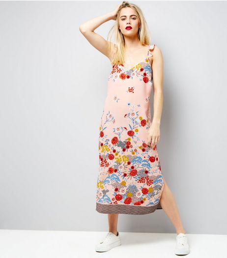 Pink Floral Print Frill Strap Slip Dress | New Look