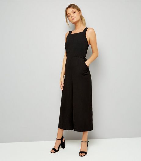 Black Wide Strap Tie Back Jumpsuit | New Look