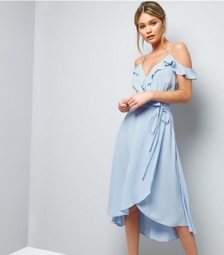 Pale Blue Cold Shoulder Midi Dress | New Look