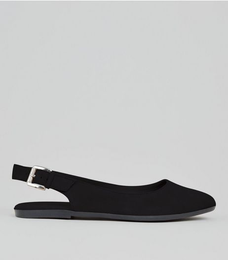Black Suede Sling Back Pumps | New Look