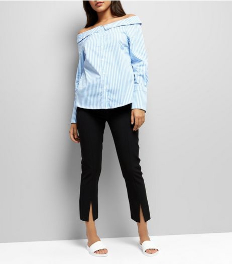 Black Split Front Cropped Trousers | New Look