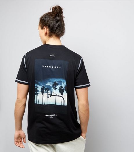 Black Venice Beach Bank Print T-Shirt | New Look