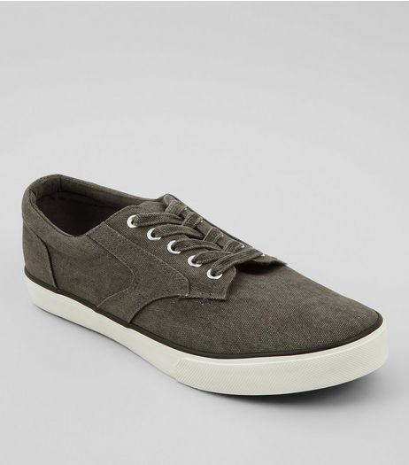 Grey Canvas Trainers | New Look