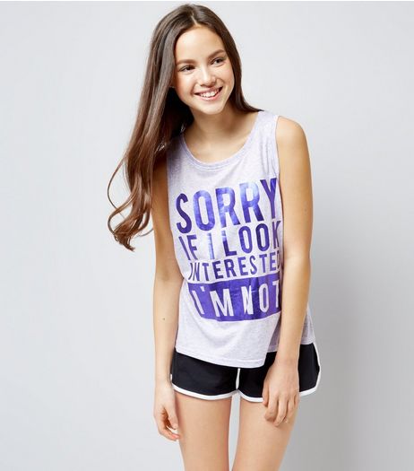 Teens Lilac Sorry If I Look Interested I'm Not Pyjama Set | New Look
