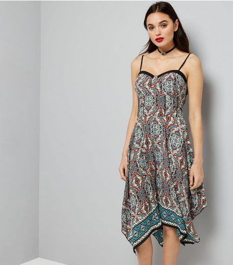 Blue Paisley Print Hanky Hem Dress | New Look