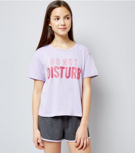 Teens Lilac Do Not Disturb Pyjama Set | New Look