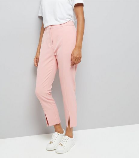 Petite Pink Split Front Trousers | New Look
