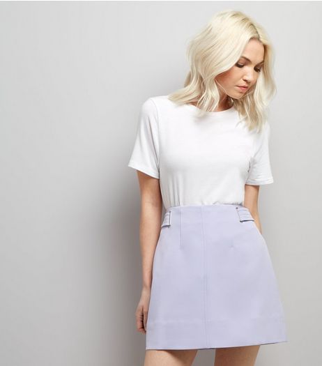 Petite Lilac Crepe Eyelet Detail A-Line Skirt | New Look