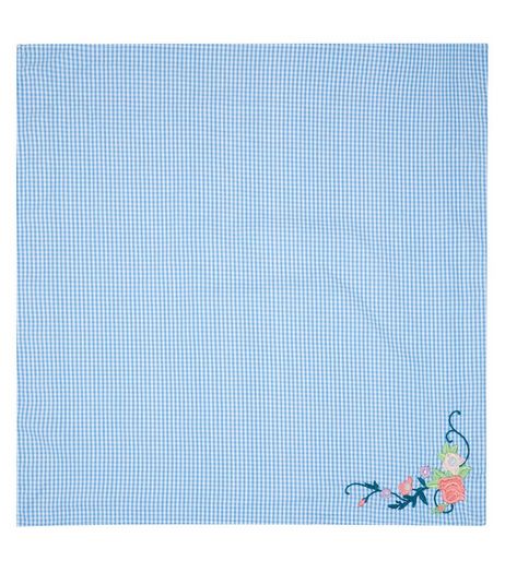 Blue Gingham Check Floral Embroidered Bandana | New Look
