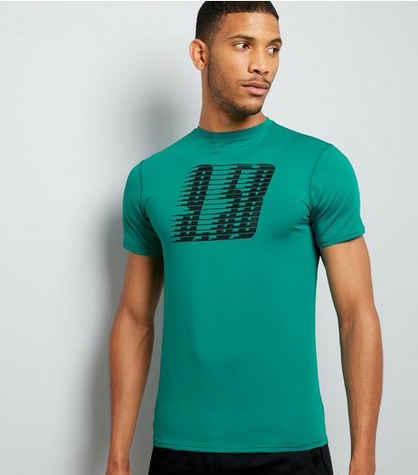 Petrol Blue Graphic Print Sports T-Shirt | New Look