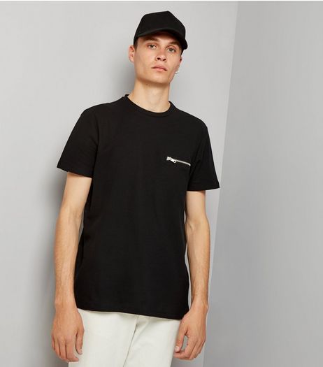 Black Zip Detail T-Shirt | New Look