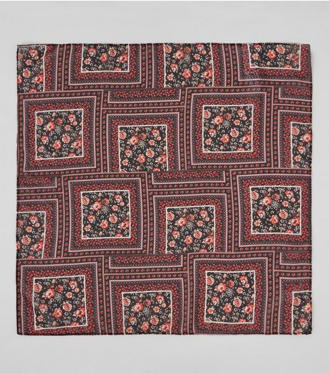 Red Floral Square Print Bandana | New Look
