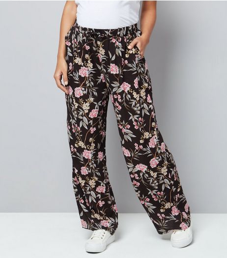 Maternity Black Floral Print Wide Leg Trousers | New Look