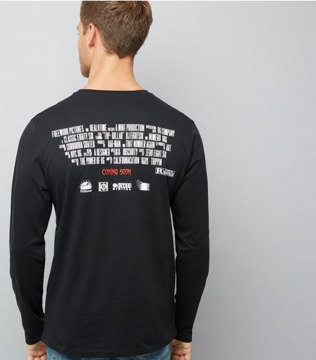 Black Film Print Long Sleeve T-Shirt | New Look