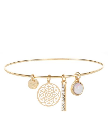 Gold Filigree Opal Charm Bracelet | New Look