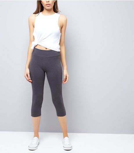 Dark Grey High Waisted Cropped Leggings | New Look