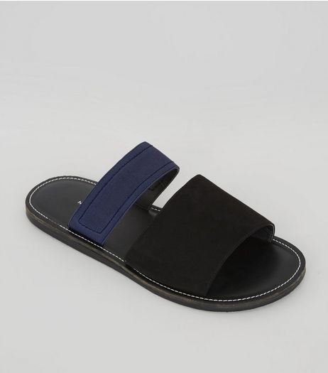 Black Contrast Elasticated Strap Sandals | New Look