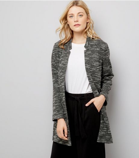 Charcoal Brushed Jersey Longline Jacket | New Look