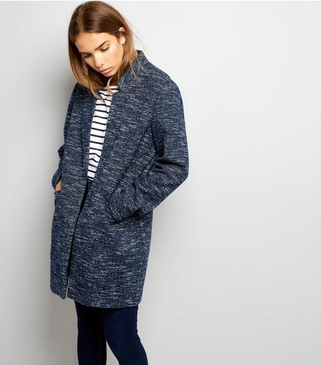 Navy Brushed Jersey Longline Jacket | New Look