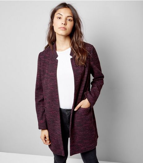 Burgundy Brushed Jersey Longline Jacket | New Look