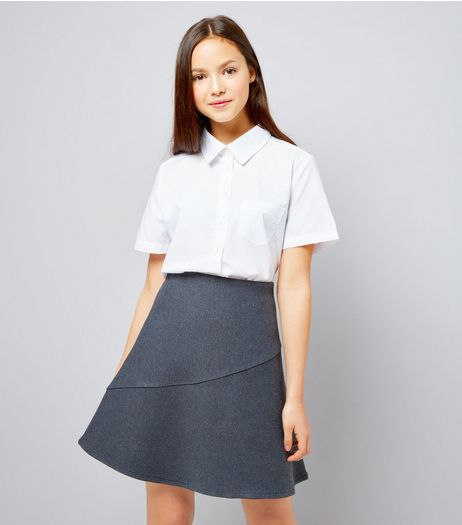 Teens Grey Knitted Skater Skirt | New Look