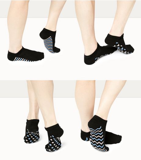 4 Pack Printed Sole Trainer Socks | New Look