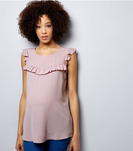 Maternity Lilac Frill Trim Cap Sleeve Top | New Look