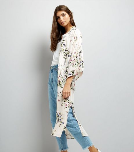 Pink Floral Jacquard Kimono | New Look