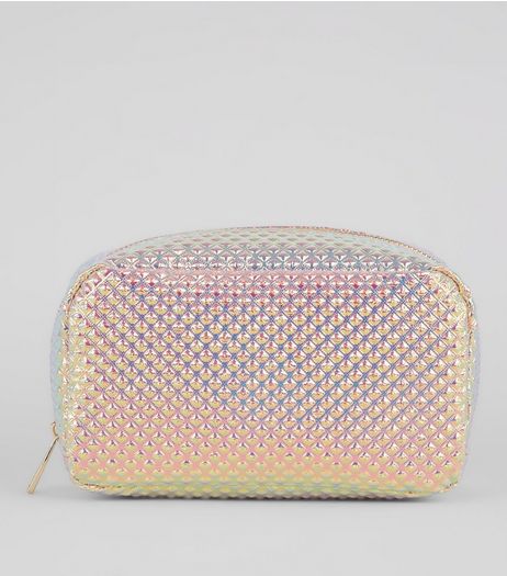 Mid Pink Diamond Stud Make Up Bag | New Look