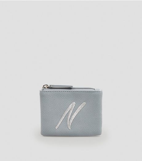 Stone Metallic Initial N Embroidered Purse | New Look