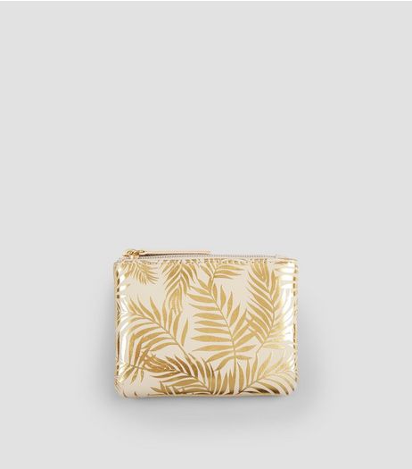 Gold Metallic Palm Print Purse | New Look